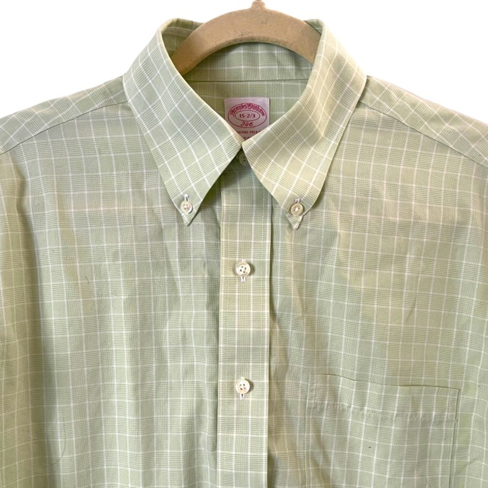 Brooks Brothers Green Plaid Traditional Fit Button Down Shirt 100% Cotton 15 2/3